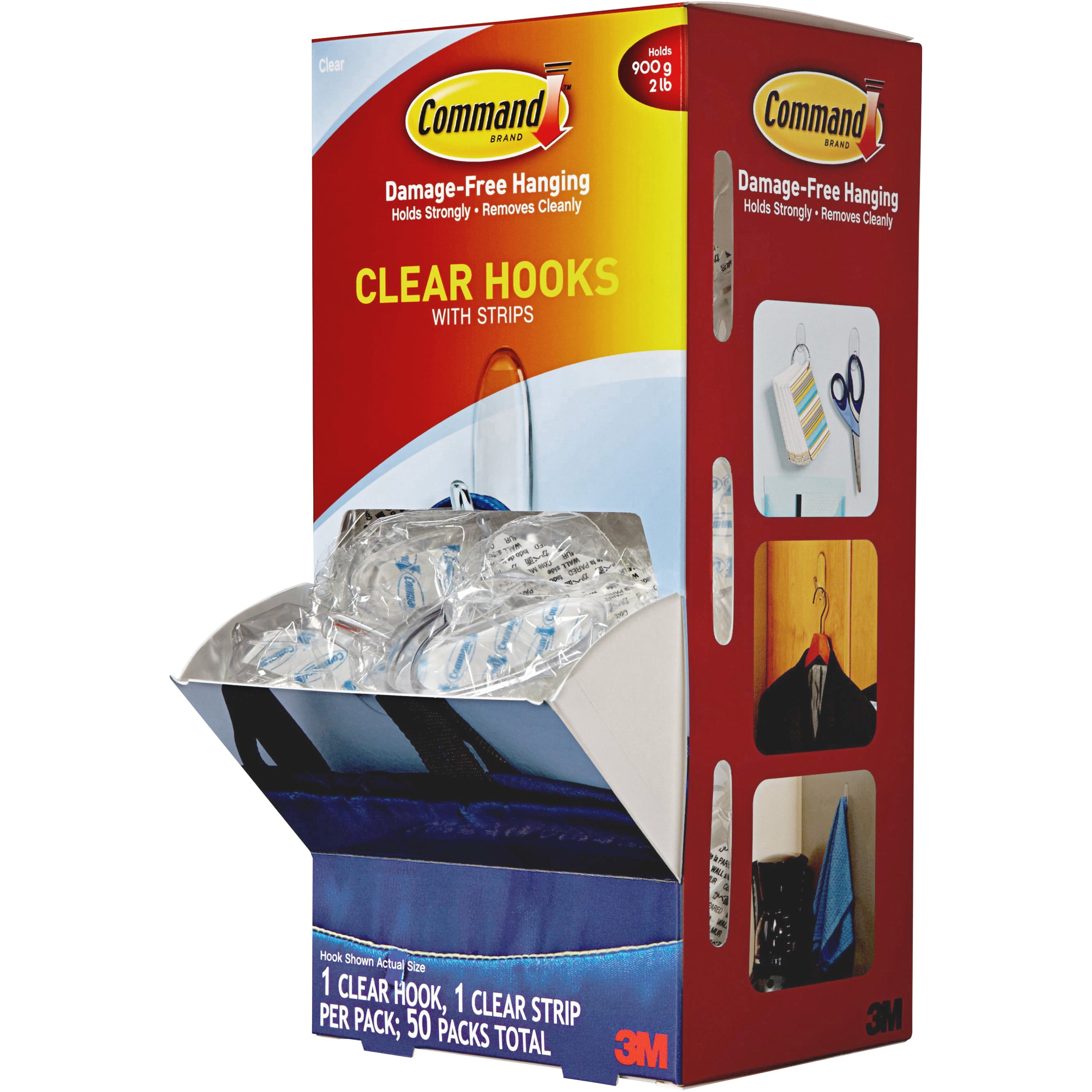 Command Hook Trial Pack Medium, Clear Hook, White, 50 / Carton