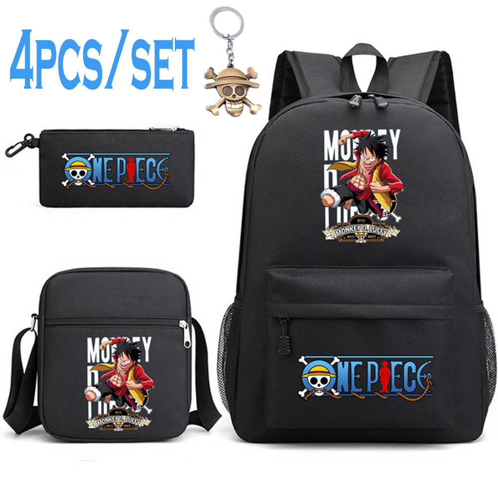 4pcs/set Kids One Piece Luffy Chopper Backpack Shoulder Bag