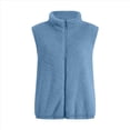 thumbnail image 3 of Chaleco de Felpa Cálido Sin Mangas con Cuello Alto para Mujer, con Cremallera, para Otoño e Invierno, con Bolsillos Azul XXXL, 3 of 7