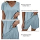 thumbnail image 2 of Conjunto de salón para mujer Conjunto de manga corta de 2 piezas Cuello en V Cintura elástica Trajes casuales de punto para el hogar Azul claro XXL, 2 of 3