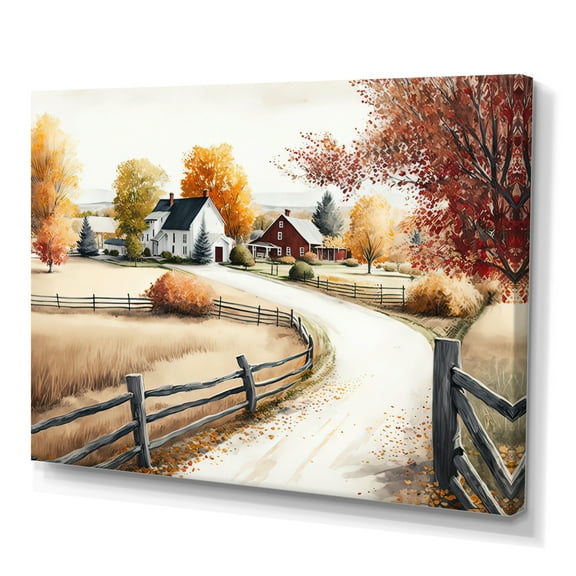 Designart Path To The Barn III Canvas Wall Art