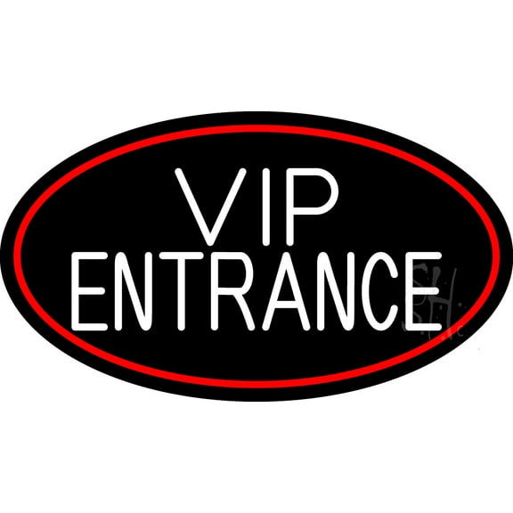Vip Entrance Oval With Red Border LED Neon Sign 13 x 24 - inches, Clear Edge Cut Acrylic Backing, with Dimmer - Bright and Premium built indoor LED Neon Sign for Bar decor.