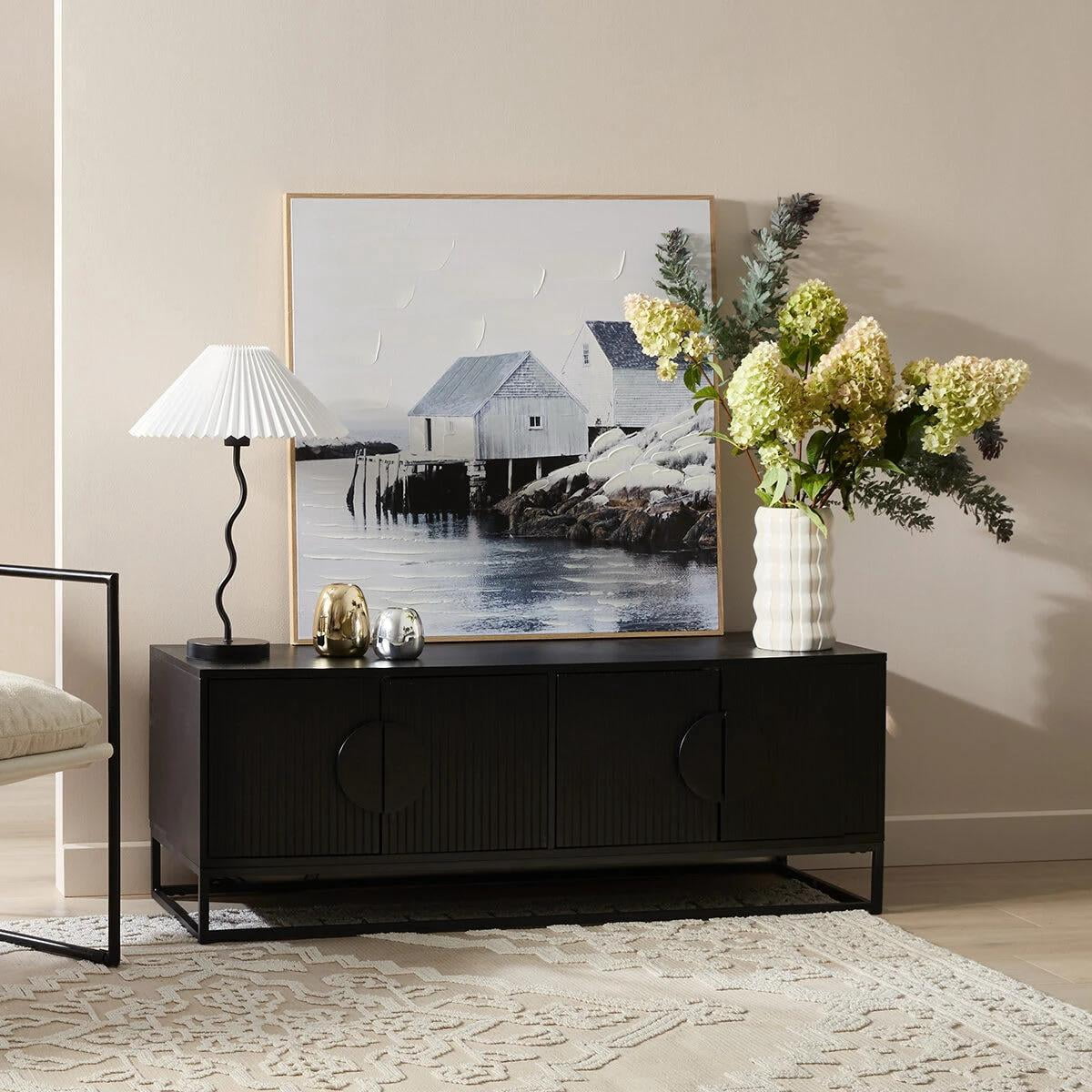 Anko Modern Ribbed Entmt Unit - Black