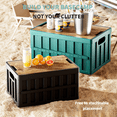 thumbnail image 7 of ZHUYZ Camping Storage Box, 50L Foldable Bin with Pine Wood Lid, Collapsible Folding Crate Easy to Disassemble Plastic Storage Crates for Outdoor Activities, Camping, Car Trunk, Black, 7 of 7