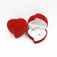 thumbnail image 3 of Caja de anillo de compromiso Minnieouse boda vitrina joyería terciopelo rojo forma de corazón, 3 of 5