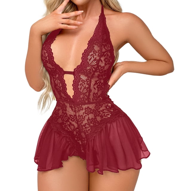 Gibobby Lencería sexy de mujer tanga Ropa interior Sexy de talla grande para mujer, mono de encaje Sexy, mono de pasión, ropa interior, lencería(RD1 XL)