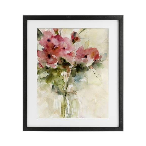 Stupell Industries Abstract Blended Pink Bouquet Black Framed Print Under Glass design by Carol Robinson, 16 x 13