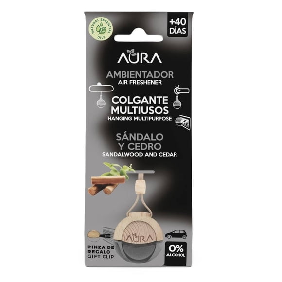 Aromatizante de Ambiente Aura colgante multiusos Aroma a Sándalo y Cedro 6 ml