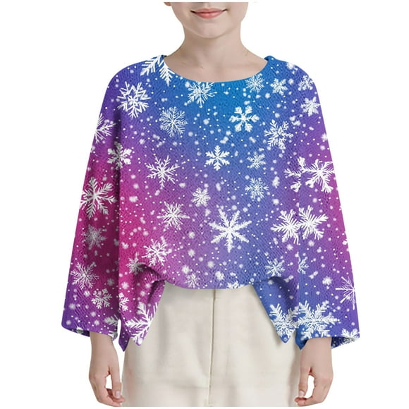 Birdeem Children's Long Sleeve Christmas Print Round Neck Short Fashion Loose Top Shirt, Funny Christmas Shirts, Boys Christmas Shirt