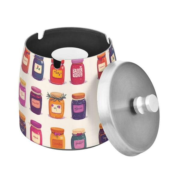 Yayeee Ashtray with Lid for Cigarette Smokeless Stainless Steel Home Ash Holder, Jam Jars