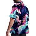 thumbnail image 3 of Robot Unicorn Attack Men's Hawaiian Button Down Printed Short Sleeve Summer Beach Shirts, 3 of 6