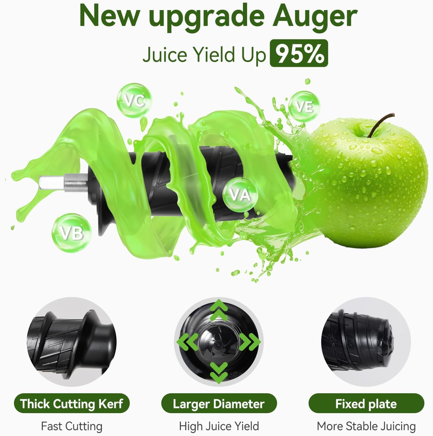 Cold Press Juicer, Slow Masticating Juicer with Soft & Hard Modes for Fruit and Vegetable  Extraction