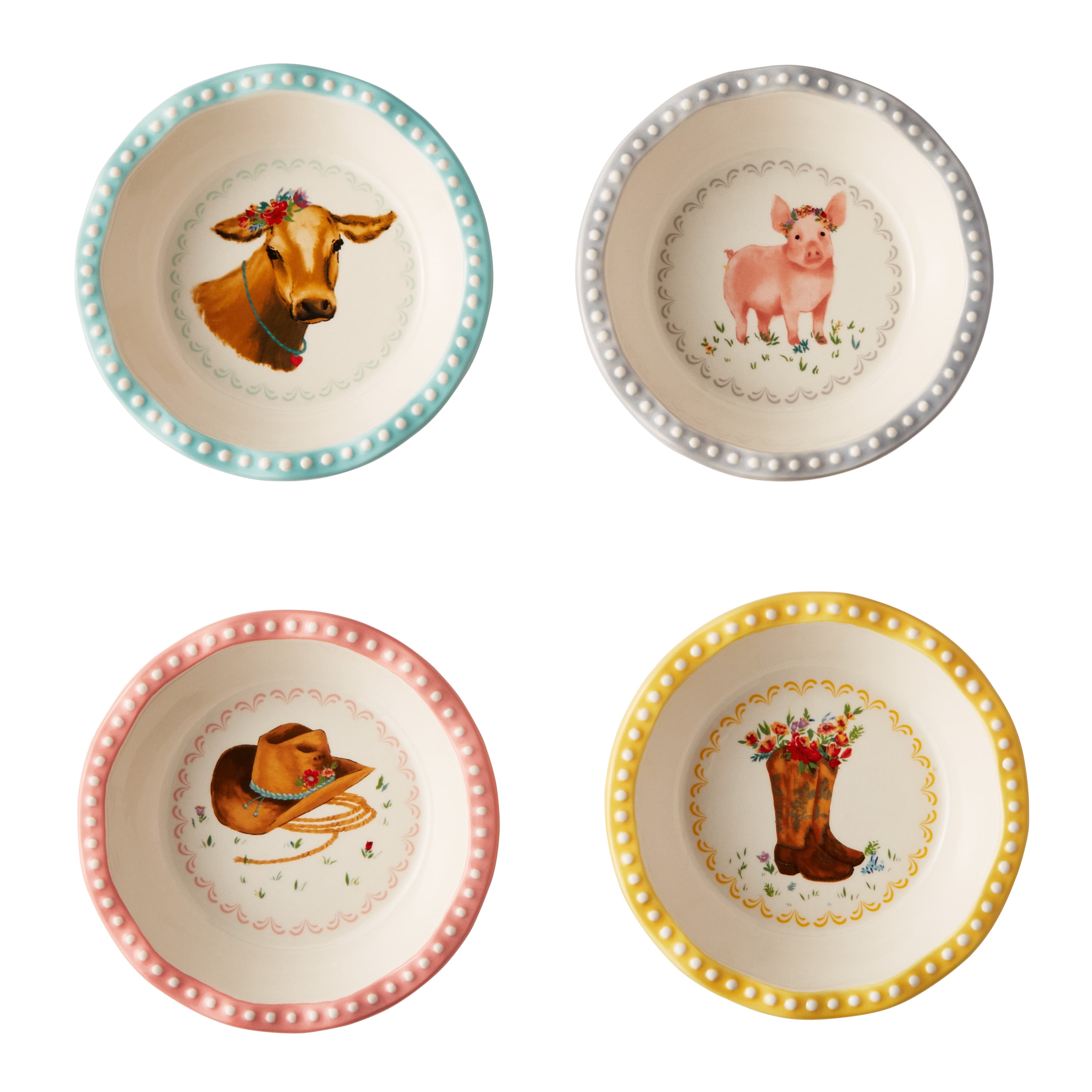 The Pioneer Woman Sweet Romance Mini 4.75-inch Ceramic Pie Pan Set, 4 Pack