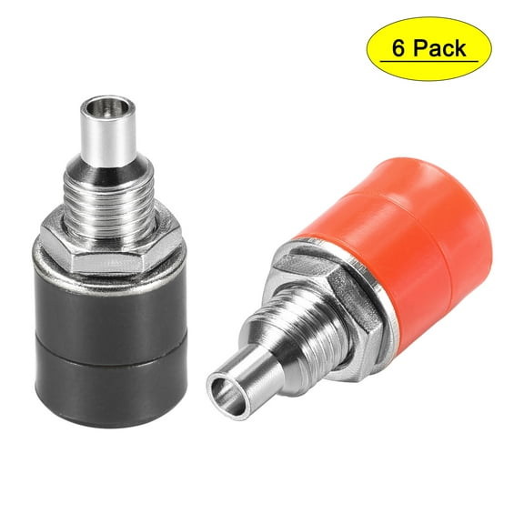 Uxcell 4mm Terminal Connector Binding Post Banana Plug Jack Socket Red Black 24A 6 pack