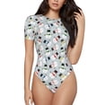 thumbnail image 1 of Fotbe Colorful Hat Snowman Body de Mujer con Cuello Redondo y Mangas Cortas, Sin Mangas Ajustado, Suave, Cómodo y Básico-Medium, 1 of 7