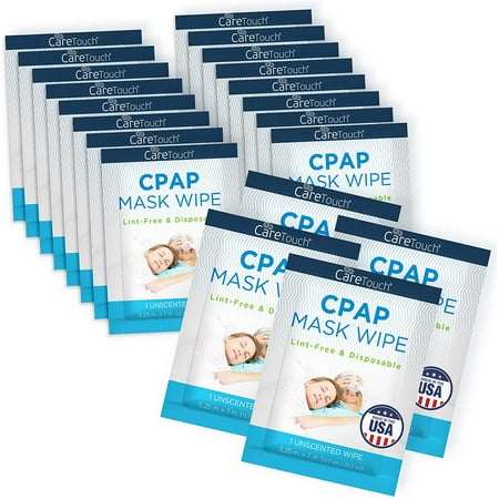 Care Touch CPAP Travel Mask Wipes | 20 Individually Wrapped CPAP Wipes - Unscented | Cleans CPAP, BiPAP, or Other Pap Masks