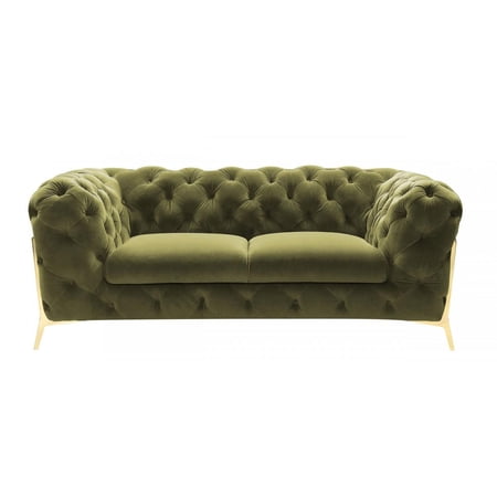 Deluxe Green Velvet Tufted Loveseat VIG Divani Casa Sheila Contemporary Modern