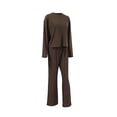 thumbnail image 4 of xiaxaixu Women's Spring Loungewear Set, Solid Color Ribbed Long Sleeve Tops + Elastic Waist Pants 2 Pieces Sleepwear, 4 of 9