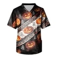 thumbnail image 5 of Domuza Halloween Scrubs for Men Top Spooky Funny Print V-Neck Short Sleeve Working Uniform Shirts Comfy Soft Classic Fit Medical Scrub Tops M, 5 of 5