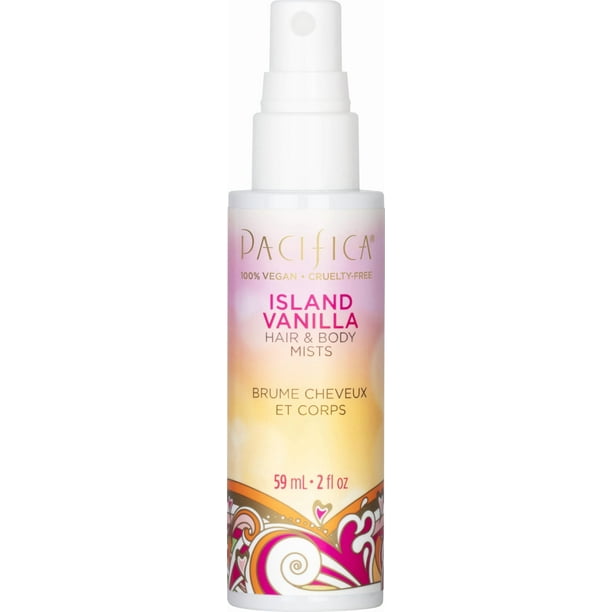 Perfume y espray corporal Pacifica Mini Island Vanilla para mujer: bruma capilar con aroma a vainilla para una experiencia revitalizante, sin parabenos, sin alcohol, vegano, 56 ml