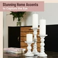 thumbnail image 6 of Large Candle Holders for Pillar Candles - Rustic Farmhouse Style Home Decor - Perfect for Table Centerpieces, Coffee Table or Fireplace Mantel - 3 Piece Set - Rustic White, 6 of 7