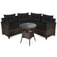 thumbnail image 4 of Gymax 4PCS Patio Furniture Set Outdoor Rattan Sectional Sofa Set w/ Black Cushions, 4 of 10