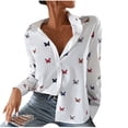 thumbnail image 2 of Pntutb Blusa de manga larga con botones sueltos para mujer, informal, a la moda, con solapa PNTUTB Pntutb-4735, 2 of 8