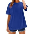 thumbnail image 3 of Women's Short Sleeve T-shirt Women'S Loose And Comfortable Oversized Trendy T Shirt Top,Blue Women's Short sleeve T-shirt S, 3 of 9