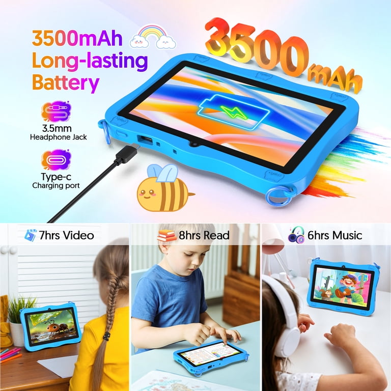FITIFUN Kids Tablet 7 inch Android 13 Tablets,4(2+2)GB RAM 32GB