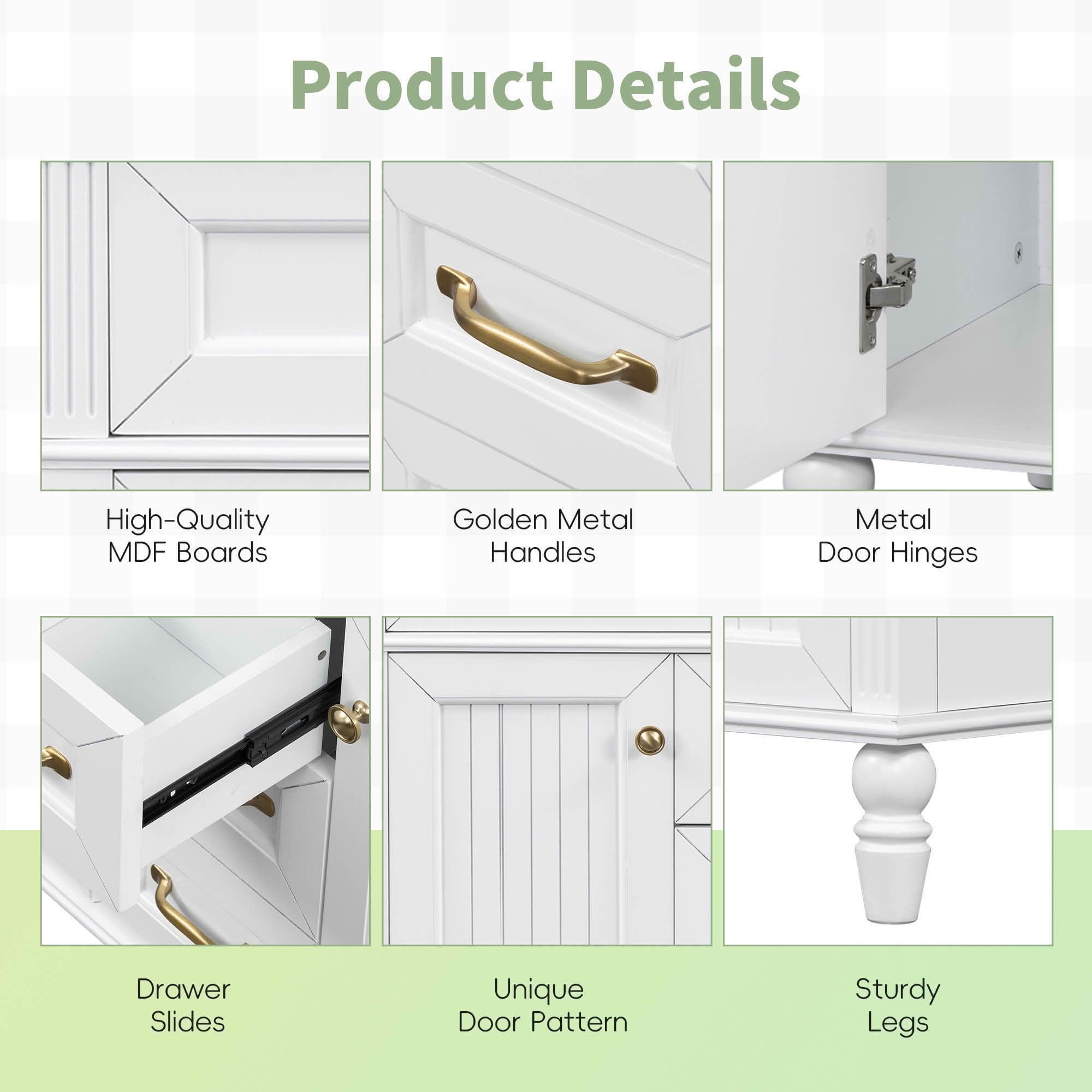 MAYEERTY 36" Bathroom Vanity with Sink White Freestanding Ceramic Basin MDF Solid Wood Flip-Out Drawer Soft Close Doors Golden Handles