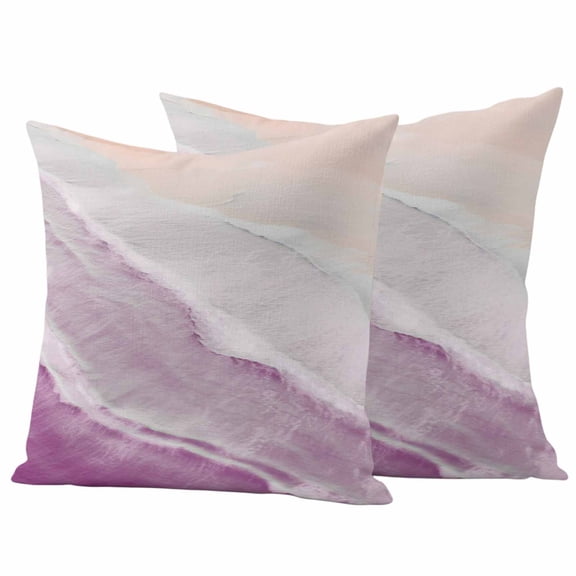 Pink Coastal Wave Outdoor Waterproof Pillow Covers, Summer Modern Ocean Beach Decorative Square Throw Pillowcase Sofa Cushion Sham for Patio/Couch/Chair, 18"x18" 2 Pack