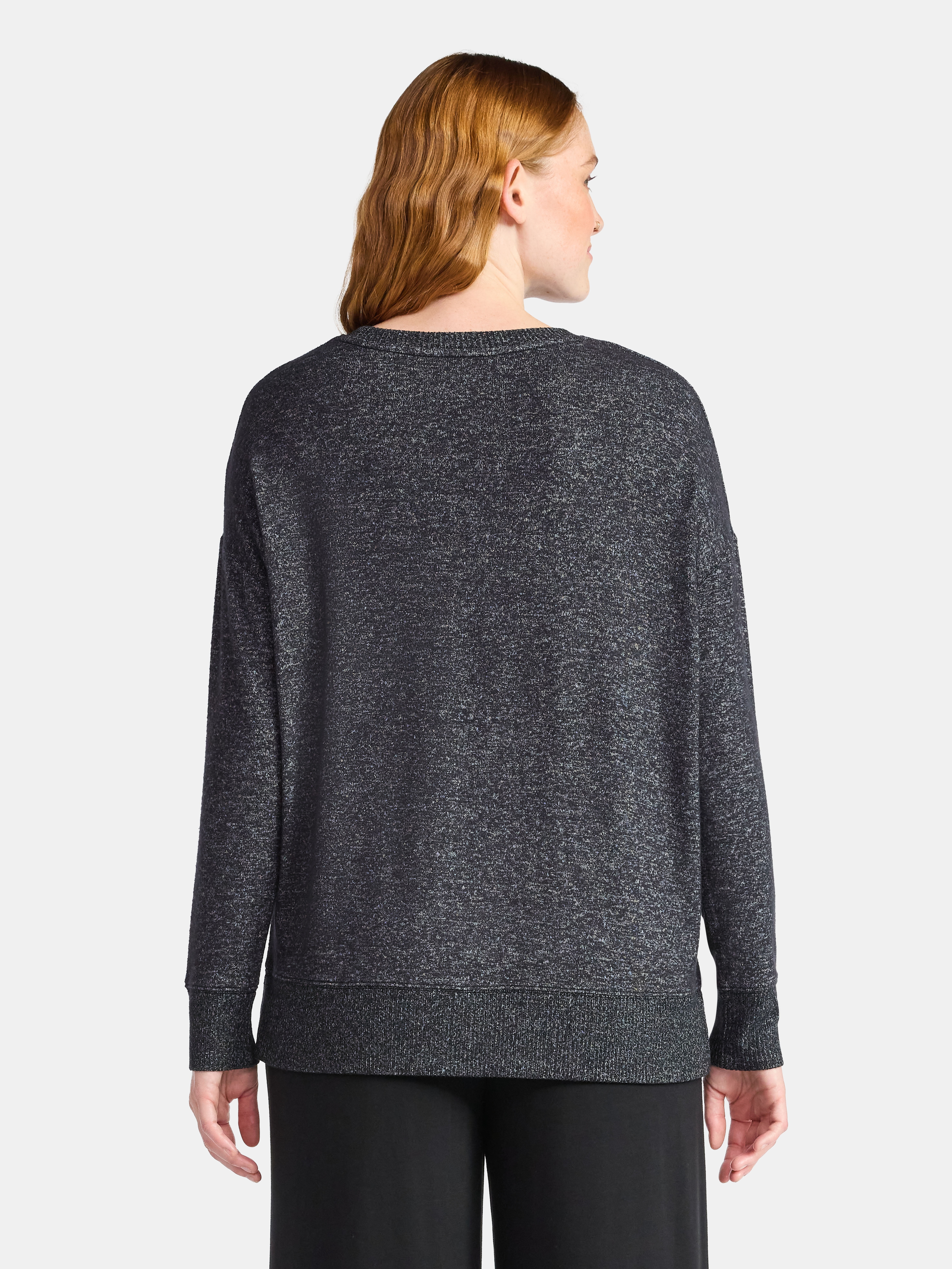 Time and Tru Women's Hacci Knit Pullover with Long-Sleeves, 2-Pack, Sizes XS - XXL