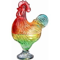 Vintage Rooster Crystal Glass Candy Dish with Lid | Multi-Color Tabletop Snack Bowl | Festival & Home Decor Accent(LR 1 PCS)