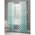 thumbnail image 4 of Teal Chevron Sheer Curtains 96 Inch Length 2 Panels Set, Ombre Geometric Ocean Wave V-shaped Voile Window Treatment Semi Sheer Long Curtains Drapes for Bedroom/Living Room/Kitchen 52"x96"x2, 4 of 7