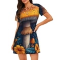 thumbnail image 1 of Disketp Vintage Blue Leaf Mushroom para Camisón Corto de Manga Corta para Mujeres, Camisón Cómodo con Escote Redondo, Bonito y Confortable, 1 of 6