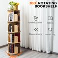 5 Tier Rotating Bookcase with Legs,360°Display Wood Round Bookshelf ...