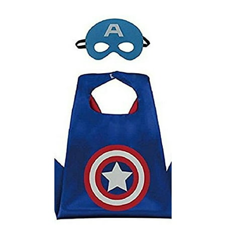 Honey Badger Brands Dress Up Comics Cartoon Superhero Costume with Satin Cape and Matching Felt Mask, Captain
