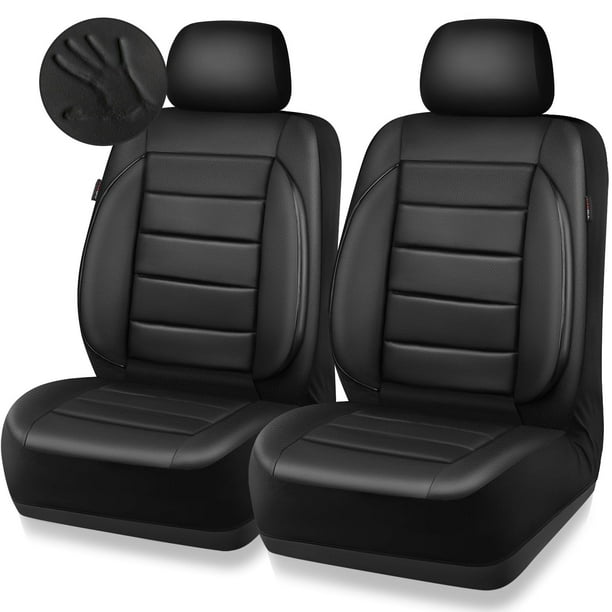 Fundas de cuero para asientos delanteros CAR PASS, 2 piezas, negras