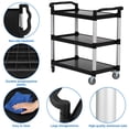 thumbnail image 5 of Yeshouse 3-Tier Plastic Utility Cart with Wheels, Heavy Duty 3-Tier Restaurant Food Service Cart for Foodservice/Commercial/Restaurant/Office/Warehouse/Kitchen/Hotel/Garage, 360lbs Capacity, 5 of 8