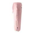 thumbnail image 2 of Olyvenn Women's Cotton Linen Shorts 2025 Casual Loose Knee Length Beach Pants Summer Drawstring Bermuda Shorts with Pockets Pink XXL, 2 of 6