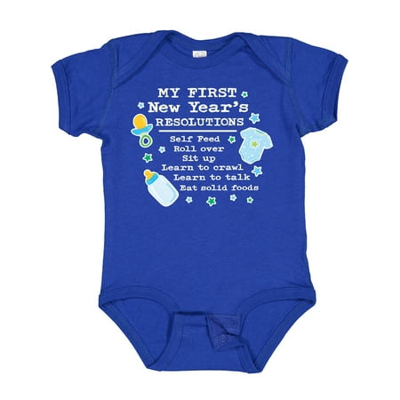 

Inktastic My First New Years Resolutions with Baby Clip Art and Stars Gift Baby Boy Bodysuit