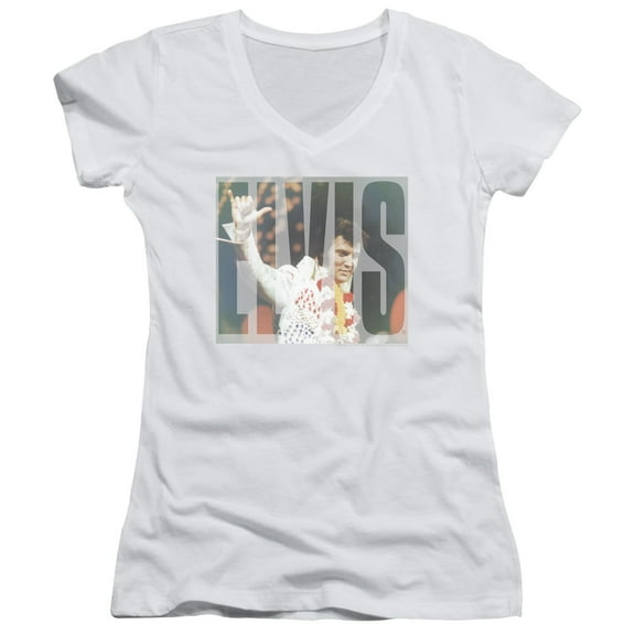 Elvis Presley Aloha Knockout Junior Women's V-Neck T-Shirt White