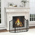 thumbnail image 4 of 3 Panel Fireplace Screen, Foldable Freestanding Metal Arched Furnace Fireguard For Daily Life, 4 of 10