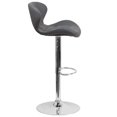 thumbnail image 3 of Contemporary Blue Fabric Adjustable Height Barstool with Curved Back and Chrome Base, 3 of 9