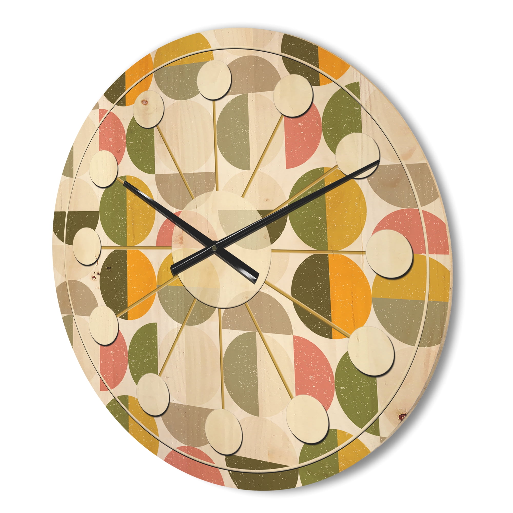 Designart 'Traditional Circular Design I' Mid-Century Modern Wood Wall Clock