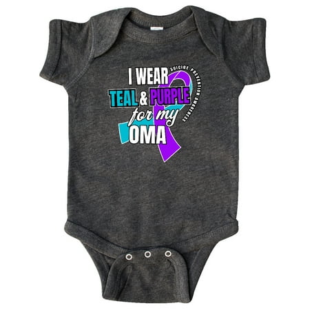 

Inktastic Suicide Prevention I Wear Teal and Purple for My Oma Gift Baby Boy or Baby Girl Bodysuit