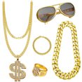 thumbnail image 1 of Bsvklp Kit Disfraz Pulsera Gafas Con Cadena Dorada para Hombres Y Mujeres Fiesta Retro, 1 of 9
