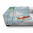 thumbnail image 3 of Cartoon Airplane Soft Flannel Fleece Throw Blanket, Retro Style Kids Pattern with Aeroplanes Sunshine and White Clouds, Cozy Plush for Indoor and Outdoor Use, 50" x 60", Multicolor, by Ambesonne, 3 of 6