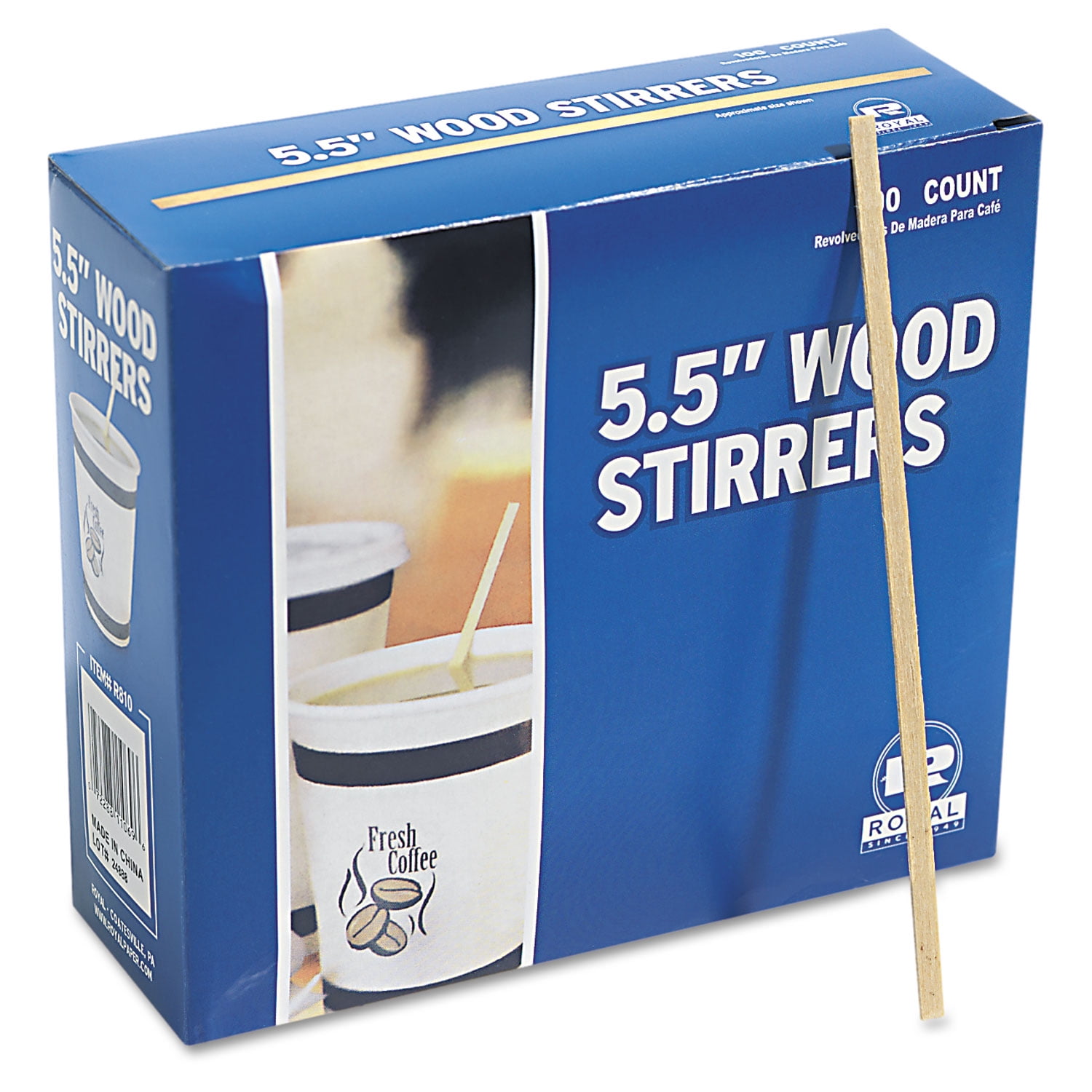 Royal Paper Products R810 5.5 Wooden Stir Stick - 10000 / CS