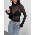 thumbnail image 3 of Zeagoo Mesh Sheer Tops for Women Long Sleeve Layering Tops Slim Fitted Sexy Shirts, 3 of 5